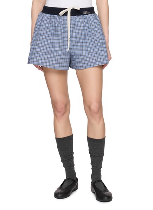 首图 - 点击放大 - MARDI MERCREDI - Contrast Drawstring Waistband Check Cotton Shorts
