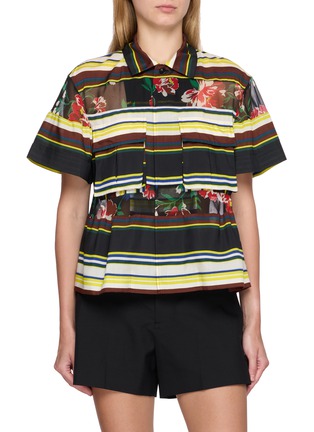 首图 - 点击放大 - SACAI - Floral Stripe Chest Pocket Shirt