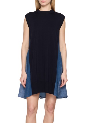 首图 - 点击放大 - SACAI - Denim Knit Panelled Dress