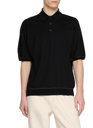 首图 - 点击放大 - GOOD PEOPLE GOOD STITCHING GOOD PRODUCT - Contrast Stitch Half Sleeve Knit Polo Shirt