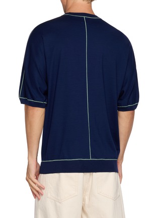 背面 - 点击放大 - GOOD PEOPLE GOOD STITCHING GOOD PRODUCT - Half Sleeve Contrast Stitch Crewneck Knit Top
