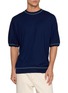 首图 - 点击放大 - GOOD PEOPLE GOOD STITCHING GOOD PRODUCT - Half Sleeve Contrast Stitch Crewneck Knit Top