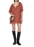 模特儿示范图 - 点击放大 - FREE PEOPLE - Juno Lace Trim Embroidered Cotton Mini Dress