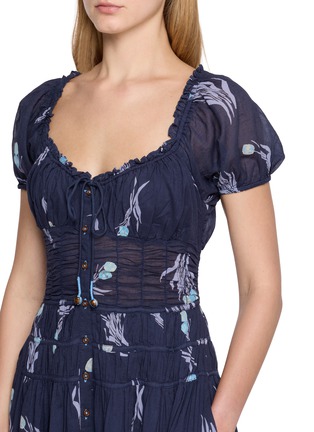  - FREE PEOPLE - Complete Me Floral Print Ruched Cotton Midi Dress