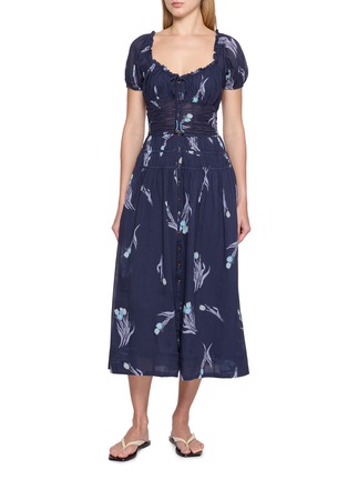 首图 - 点击放大 - FREE PEOPLE - Complete Me Floral Print Ruched Cotton Midi Dress
