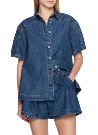 首图 - 点击放大 - FREE PEOPLE - Griselda Cotton Denim Shirt Shorts Set