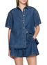 首图 - 点击放大 - FREE PEOPLE - Griselda Cotton Denim Shirt Shorts Set
