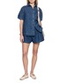 模特儿示范图 - 点击放大 - FREE PEOPLE - Griselda Cotton Denim Shirt Shorts Set