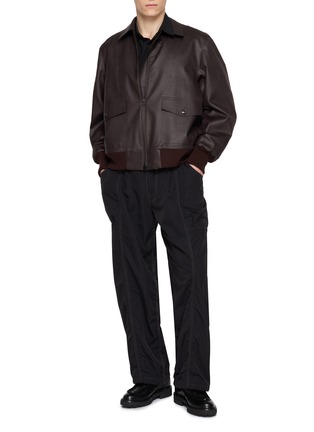 模特儿示范图 - 点击放大 - TECLOR - Vegan Leather Flight Jacket
