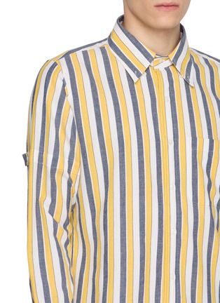  - THOM BROWNE - Striped Armband Detail Cotton Shirt