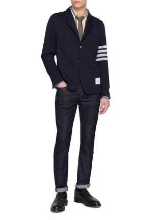 模特儿示范图 - 点击放大 - THOM BROWNE - Striped Armband Detail Cotton Shirt