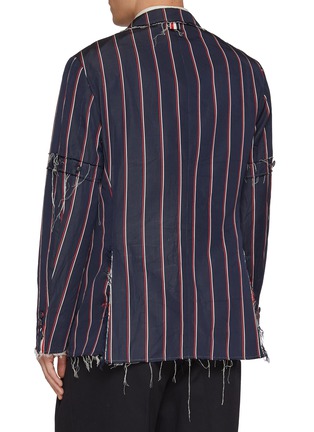 背面 - 点击放大 - THOM BROWNE - Single Breasted Distressed Striped Mogador Blazer