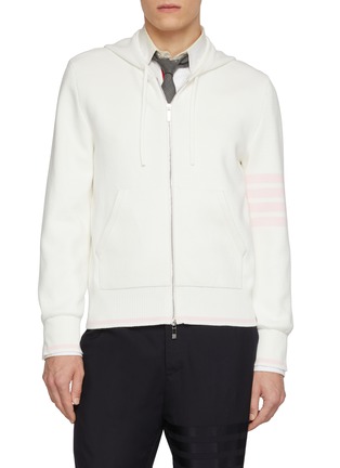首图 - 点击放大 - THOM BROWNE - 4-Bar Zip Up Cotton Hoodie