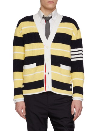 首图 - 点击放大 - THOM BROWNE - Horizontal Thick Stripe 4 Bar Cotton Cardigan