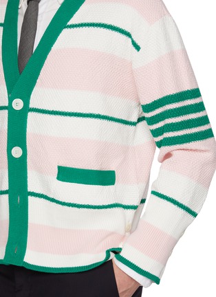  - THOM BROWNE - Horizontal Thick Stripe 4 Bar Cotton Cardigan