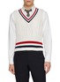 首图 - 点击放大 - THOM BROWNE - RWB Band Chunky Cable Knit Cashmere Vest