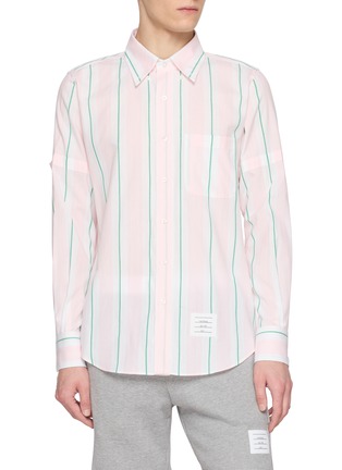 首图 - 点击放大 - THOM BROWNE - Striped Armband Detail Cotton Shirt