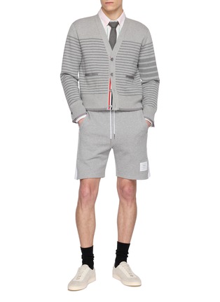 模特儿示范图 - 点击放大 - THOM BROWNE - Striped Armband Detail Cotton Shirt