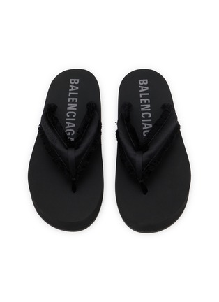 细节 - 点击放大 - BALENCIAGA - Flat Jet Lag Frayed Strap Satin Thongs