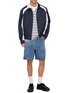 模特儿示范图 - 点击放大 - SOLID HOMME - Elasticated Waistband Washed Denim Shorts