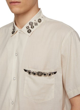  - TOGA VIRILIS - Short Sleeve Metal Pin Cotton Linen Shirt