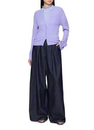 模特儿示范图 - 点击放大 - EENK - 罗纹羊毛针织开衫