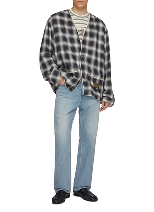 模特儿示范图 - 点击放大 - WOOYOUNGMI - 条纹纯棉 T 恤