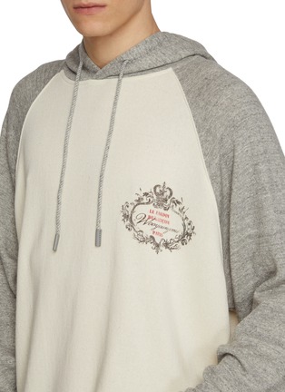  - WOOYOUNGMI - Long Sleeve Contrast Raglan Sleeves Cotton Hooded Top