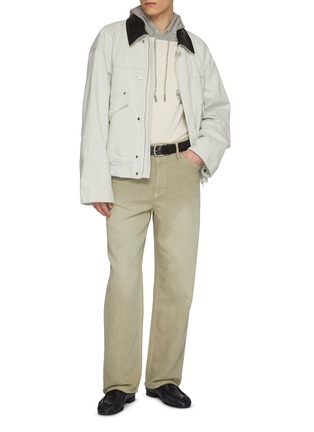 模特儿示范图 - 点击放大 - WOOYOUNGMI - Long Sleeve Contrast Raglan Sleeves Cotton Hooded Top