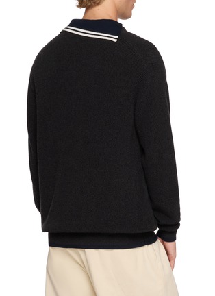 背面 - 点击放大 - KOLOR - Smiley Face Intarsia Asymmetrical Polo Collar Sweater