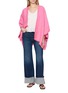 模特儿示范图 - 点击放大 - WEHVE - Bella Flamingo Textured Knit Cardigan