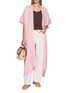 模特儿示范图 - 点击放大 - WEHVE - Bia Open Front Draped Labyrinth Pattern Fine Knit Tunic