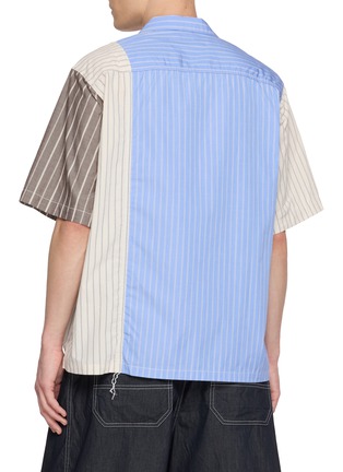 背面 - 点击放大 - COMME DES GARÇONS HOMME - Short Sleeve Panelled Stripe Cotton Linen Shirt