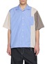 首图 - 点击放大 - COMME DES GARÇONS HOMME - Short Sleeve Panelled Stripe Cotton Linen Shirt