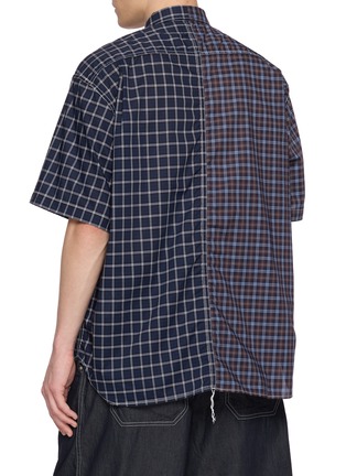 背面 - 点击放大 - COMME DES GARÇONS HOMME - Short Sleeve Panelled Chequered Cotton Shirt