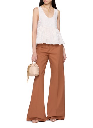 模特儿示范图 - 点击放大 - CHLOÉ - Flared Cotton Denim Tailored Pants