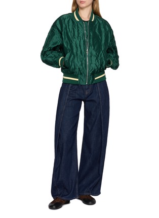 模特儿示范图 - 点击放大 - LOEWE - Striped Rib Trim Crinkled Bomber Jacket
