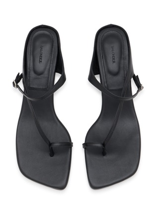 细节 - 点击放大 - SALONDEJU - 40 Oblique Heeled Leather Sandals