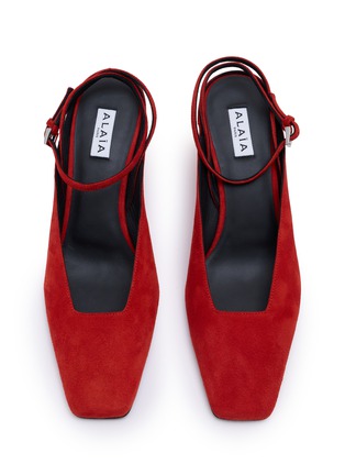 模特儿示范图 - 点击放大 - ALAÏA - 60 Wedge Suede Mules