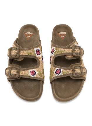细节 - 点击放大 - BAZISZT - Floral Embroidered Suede Leather Sandals