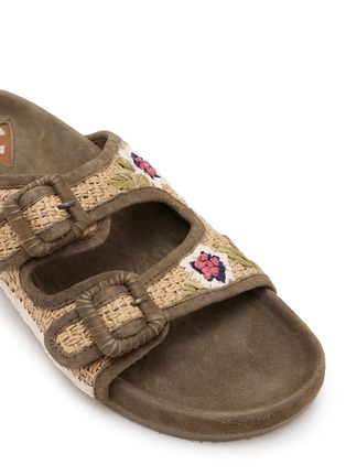 细节 - 点击放大 - BAZISZT - Floral Embroidered Suede Leather Sandals