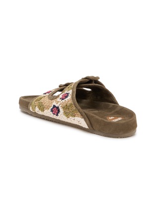  - BAZISZT - Floral Embroidered Suede Leather Sandals