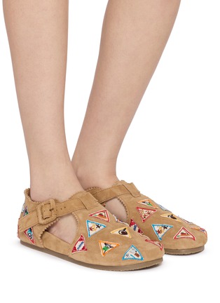 模特儿示范图 - 点击放大 - BAZISZT - Pitti Embroidered Suede Clogs