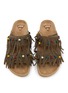 细节 - 点击放大 - BAZISZT - Flat Fringed Beaded Two-Strap Suede Sandals