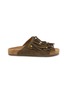 首图 - 点击放大 - BAZISZT - Flat Fringed Beaded Two-Strap Suede Sandals