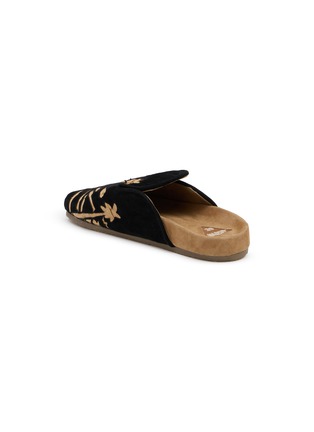  - BAZISZT - Flat Embroidered Palm Motif Suede Clogs