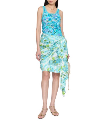 模特儿示范图 - 点击放大 - CHLOÉ - Sleeveless Tropical Flower Print Ribbed Knit Tank Top