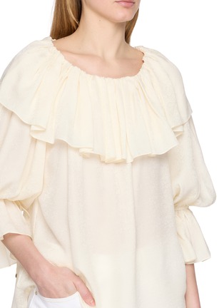  - CHLOÉ - Long Sleeve Ruffled Open Round Neck Silk Blouse