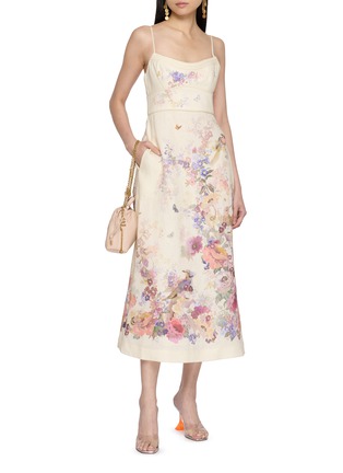 模特儿示范图 - 点击放大 - ZIMMERMANN - Alchemy Floral Linen Midi Dress