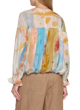 背面 - 点击放大 - ULLA JOHNSON - Long Sleeve Pleated Silk Blouse